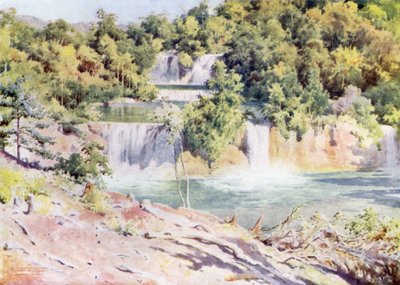 Les chutes de Man-pwe depuis le bungalow de la compagnie ferroviaire - Robert George Talbot Kelly